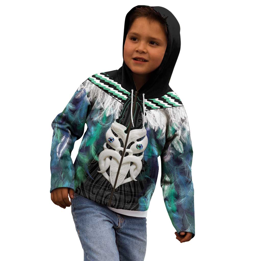 Aotearoa Korowai Motif Kid Hoodie Maori Wheku Poutama