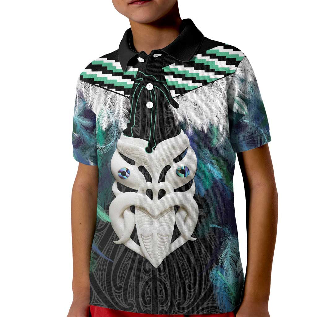 Aotearoa Korowai Motif Kid Polo Shirt Maori Wheku Poutama