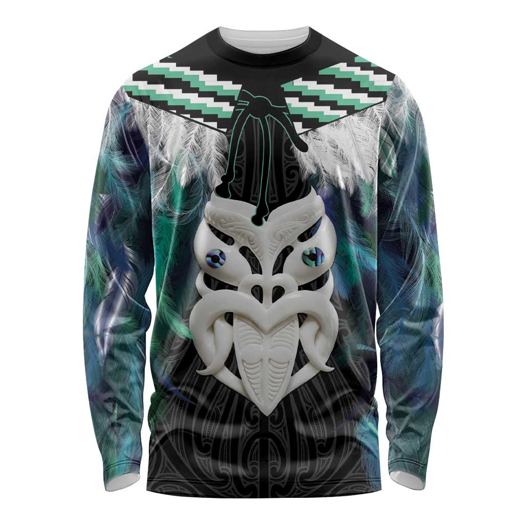 Aotearoa Korowai Motif Long Sleeve Shirt Maori Wheku Poutama
