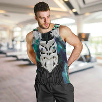 Aotearoa Korowai Motif Men Tank Top Maori Wheku Poutama LT14 Turquoise - Polynesian Pride