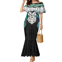 Aotearoa Korowai Motif Mermaid Dress Maori Wheku Poutama