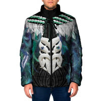 Aotearoa Korowai Motif Padded Jacket Maori Wheku Poutama LT14 Men Turquoise - Polynesian Pride