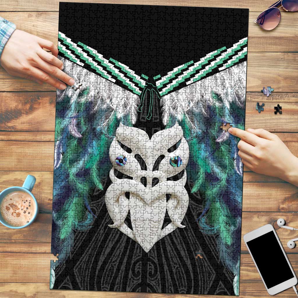 Aotearoa Korowai Motif Puzzle Maori Wheku Poutama LT14 Turquoise - Polynesian Pride
