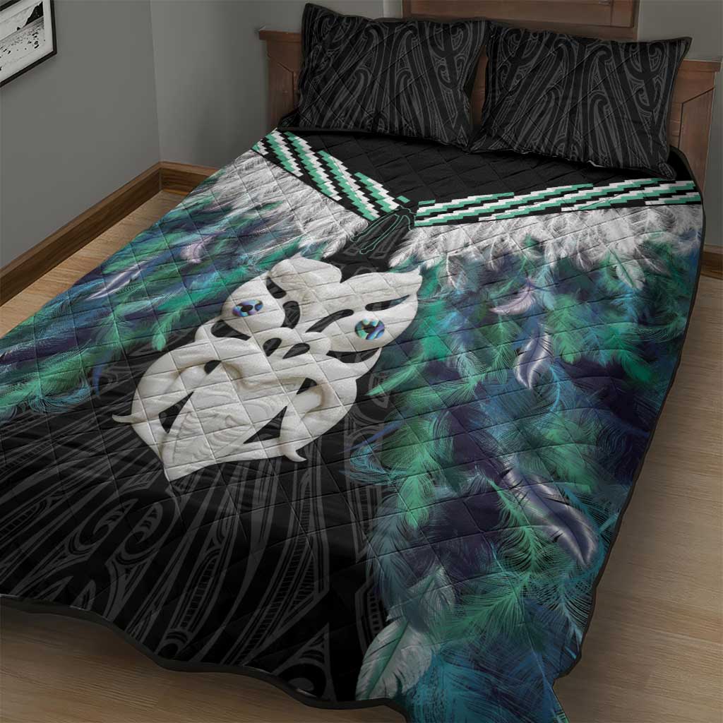 Aotearoa Korowai Motif Quilt Bed Set Maori Wheku Poutama LT14 - Polynesian Pride