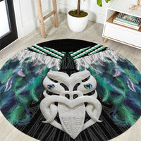 Aotearoa Korowai Motif Round Carpet Maori Wheku Poutama