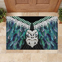 Aotearoa Korowai Motif Rubber Doormat Maori Wheku Poutama LT14 Turquoise - Polynesian Pride