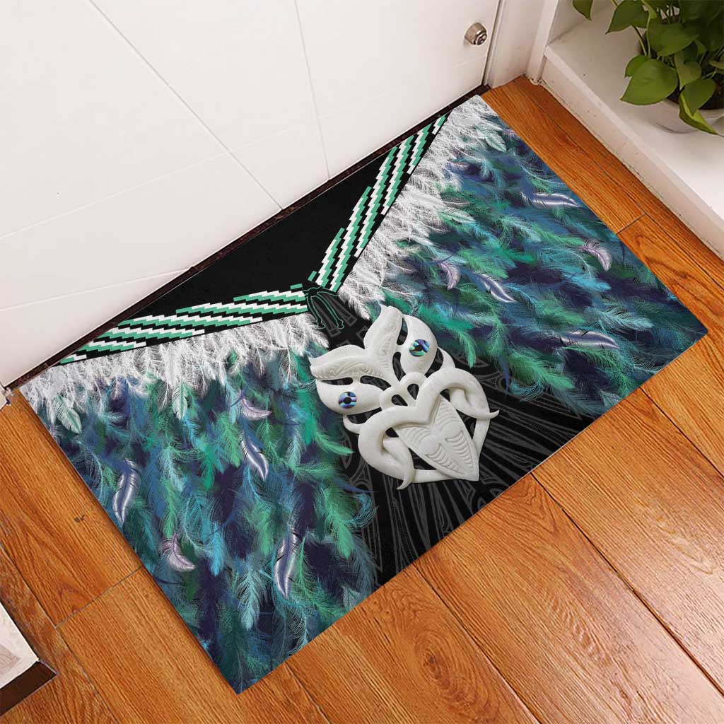 Aotearoa Korowai Motif Rubber Doormat Maori Wheku Poutama LT14 - Polynesian Pride