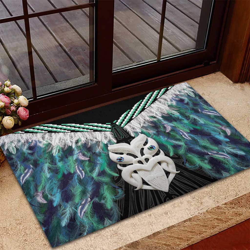 Aotearoa Korowai Motif Rubber Doormat Maori Wheku Poutama LT14 - Polynesian Pride