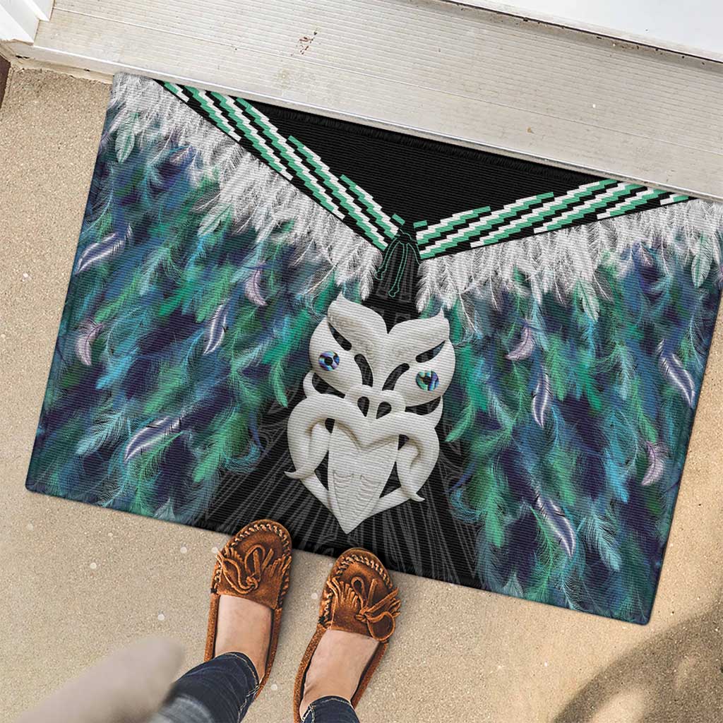 Aotearoa Korowai Motif Rubber Doormat Maori Wheku Poutama LT14 - Polynesian Pride