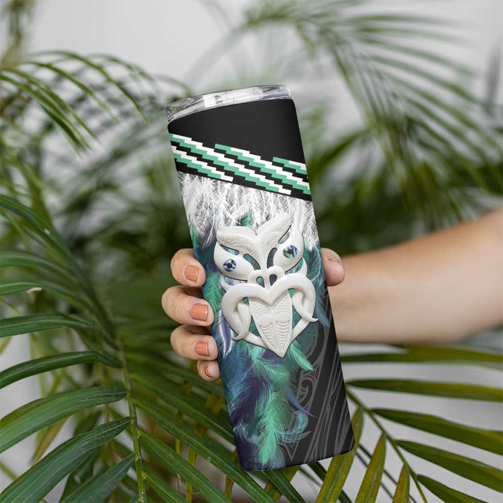 Aotearoa Korowai Motif Skinny Tumbler Maori Wheku Poutama