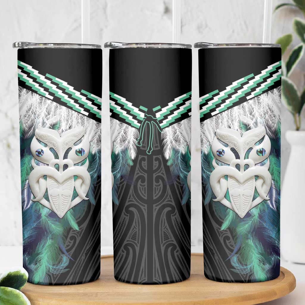 Aotearoa Korowai Motif Skinny Tumbler Maori Wheku Poutama