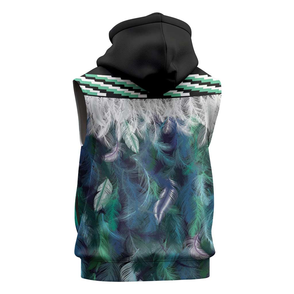 Aotearoa Korowai Motif Sleeveless Zip Hoodie Maori Wheku Poutama - Polynesian Pride
