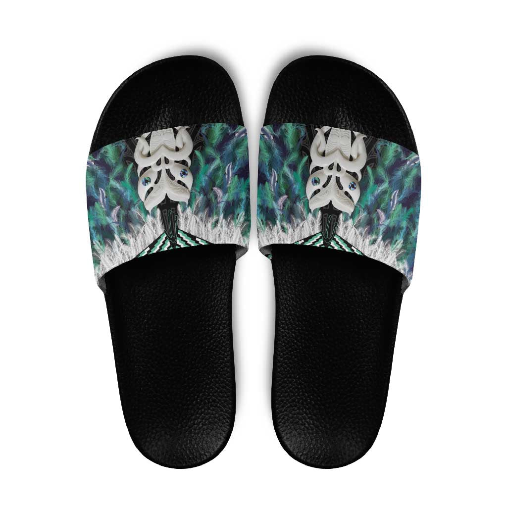 Aotearoa Korowai Motif Slide Sandals Maori Wheku Poutama - Polynesian Pride