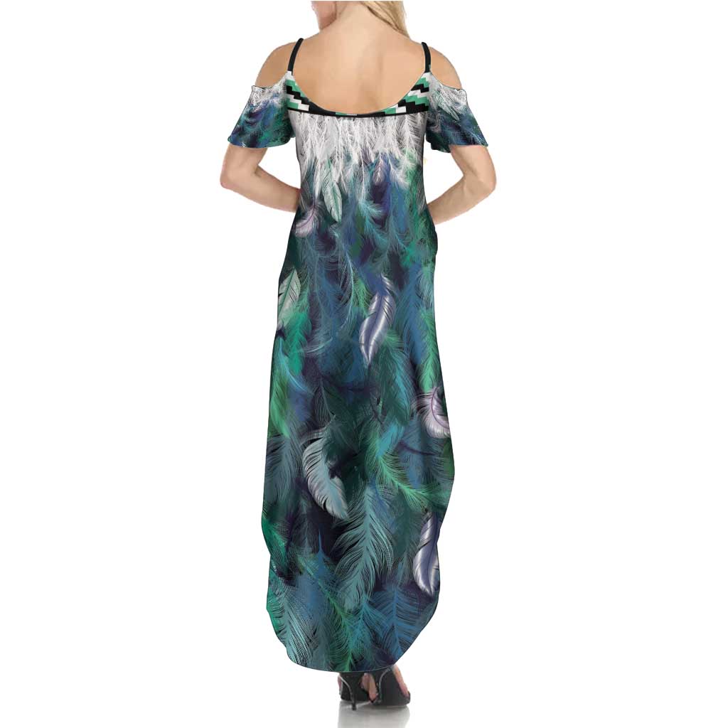 Aotearoa Korowai Motif Summer Maxi Dress Maori Wheku Poutama