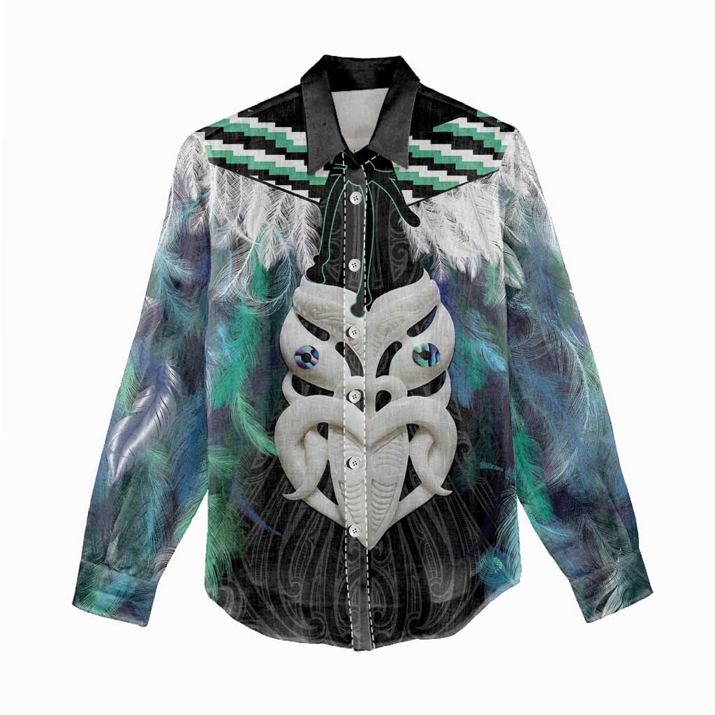 Aotearoa Korowai Motif Women Casual Shirt Maori Wheku Poutama