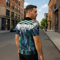 Aotearoa Korowai Motif Zipper Polo Shirt Maori Wheku Poutama - Polynesian Pride