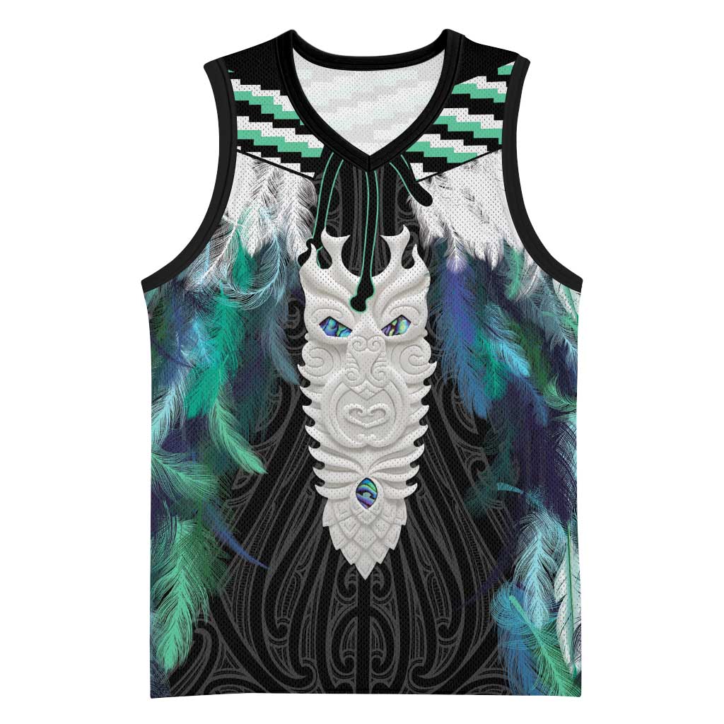 Aotearoa Korowai Motif Basketball Jersey Maori Tane Poutama LT14 Unisex Turquoise - Polynesian Pride