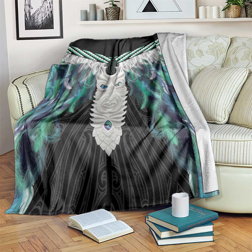 Aotearoa Korowai Motif Blanket Maori Tane Poutama LT14 Turquoise - Polynesian Pride