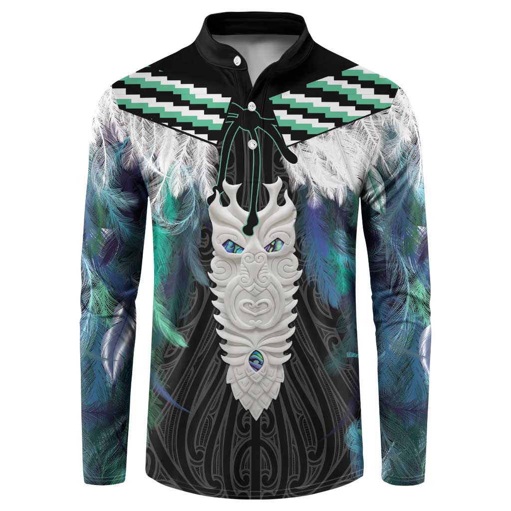 Aotearoa Korowai Motif Button Sweatshirt Maori Tane Poutama