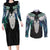 Aotearoa Korowai Motif Couples Matching Long Sleeve Bodycon Dress and Long Sleeve Button Shirt Maori Tane Poutama