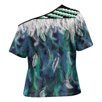 Aotearoa Korowai Motif Cross Shoulder Shirt Maori Tane Poutama LT14 - Polynesian Pride