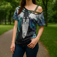 Aotearoa Korowai Motif Cross Shoulder Shirt Maori Tane Poutama LT14 - Polynesian Pride
