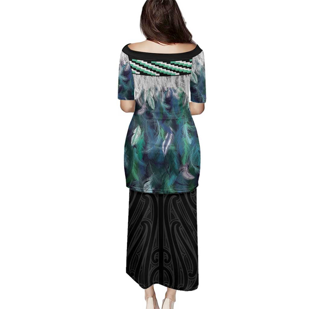 Aotearoa Korowai Motif Family Matching Puletasi and Hawaiian Shirt Maori Tane Poutama