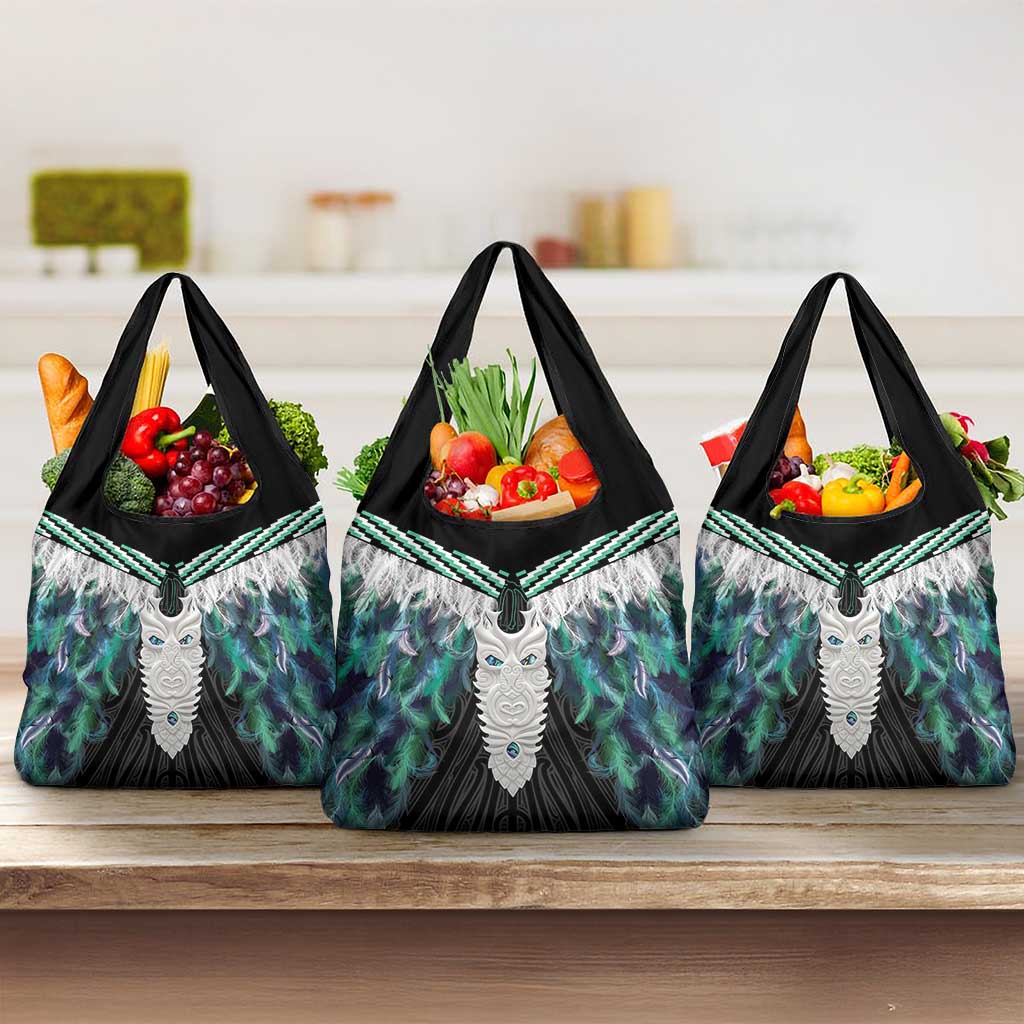 Aotearoa Korowai Motif Grocery Bag Maori Tane Poutama LT14 3-pack One Size Turquoise - Polynesian Pride