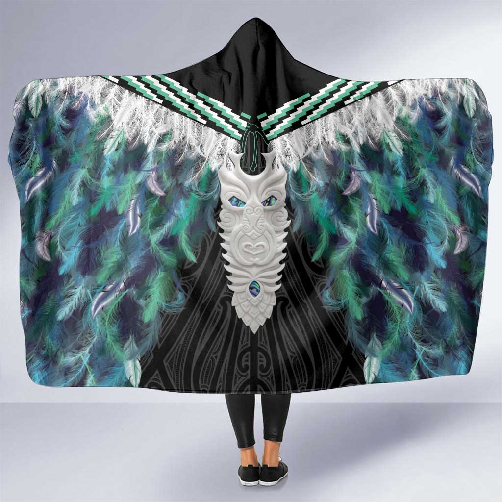Aotearoa Korowai Motif Hooded Blanket Maori Tane Poutama LT14 One Size Turquoise - Polynesian Pride