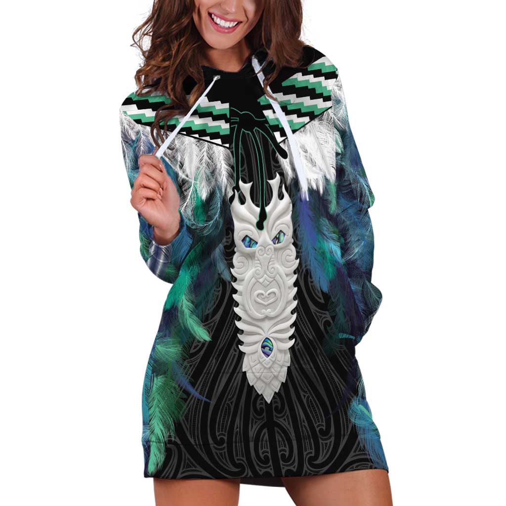 Aotearoa Korowai Motif Hoodie Dress Maori Tane Poutama