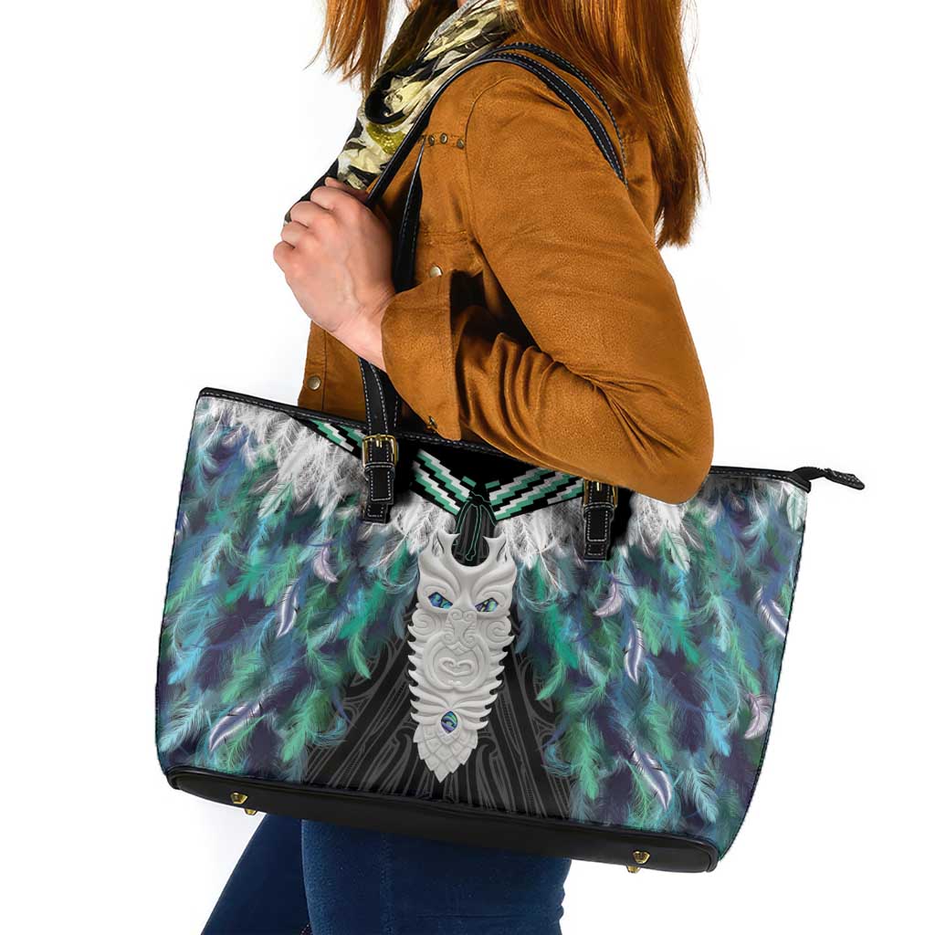 Aotearoa Korowai Motif Leather Tote Bag Maori Tane Poutama