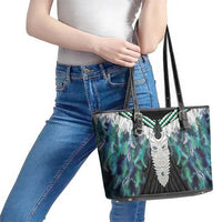 Aotearoa Korowai Motif Leather Tote Bag Maori Tane Poutama