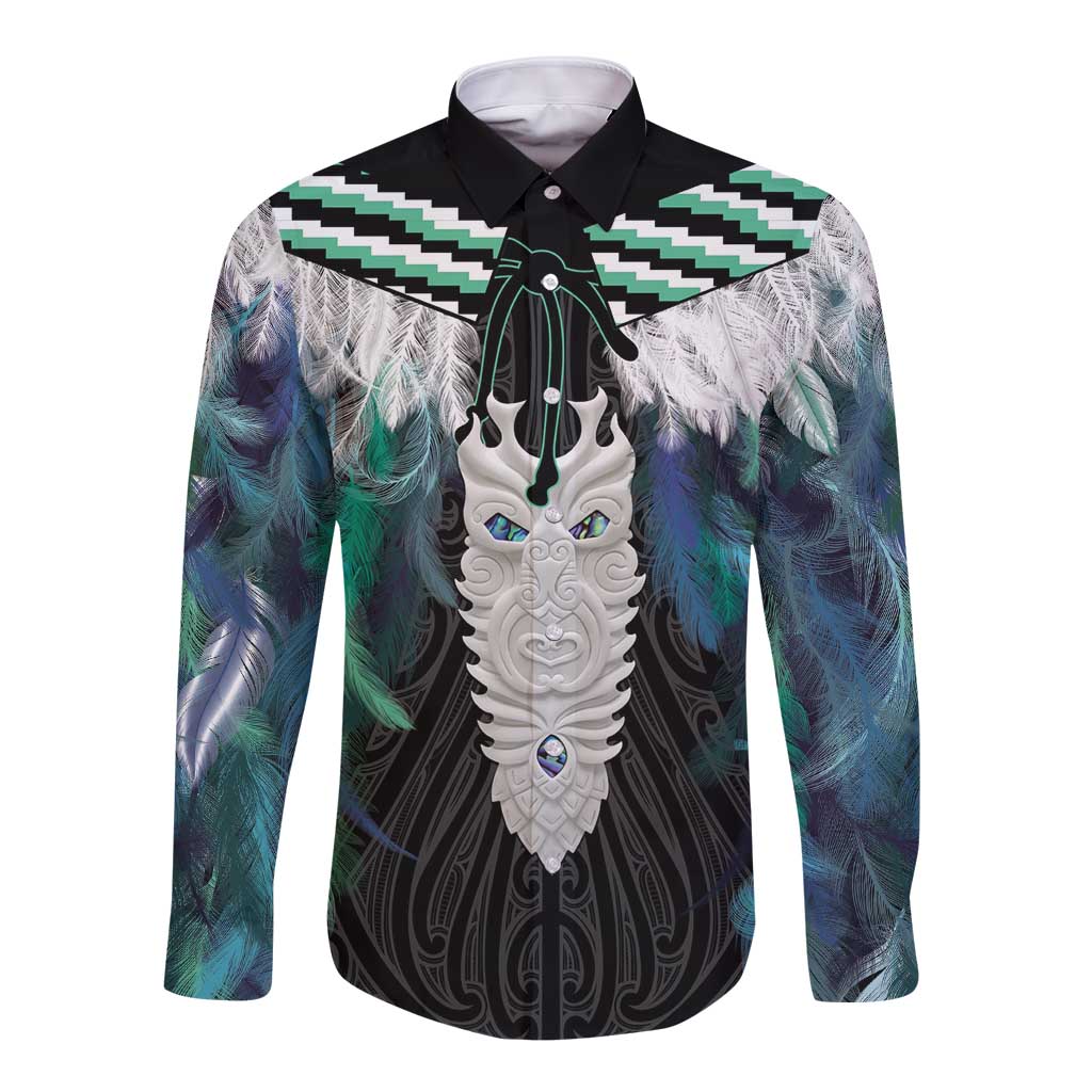 Aotearoa Korowai Motif Long Sleeve Button Shirt Maori Tane Poutama