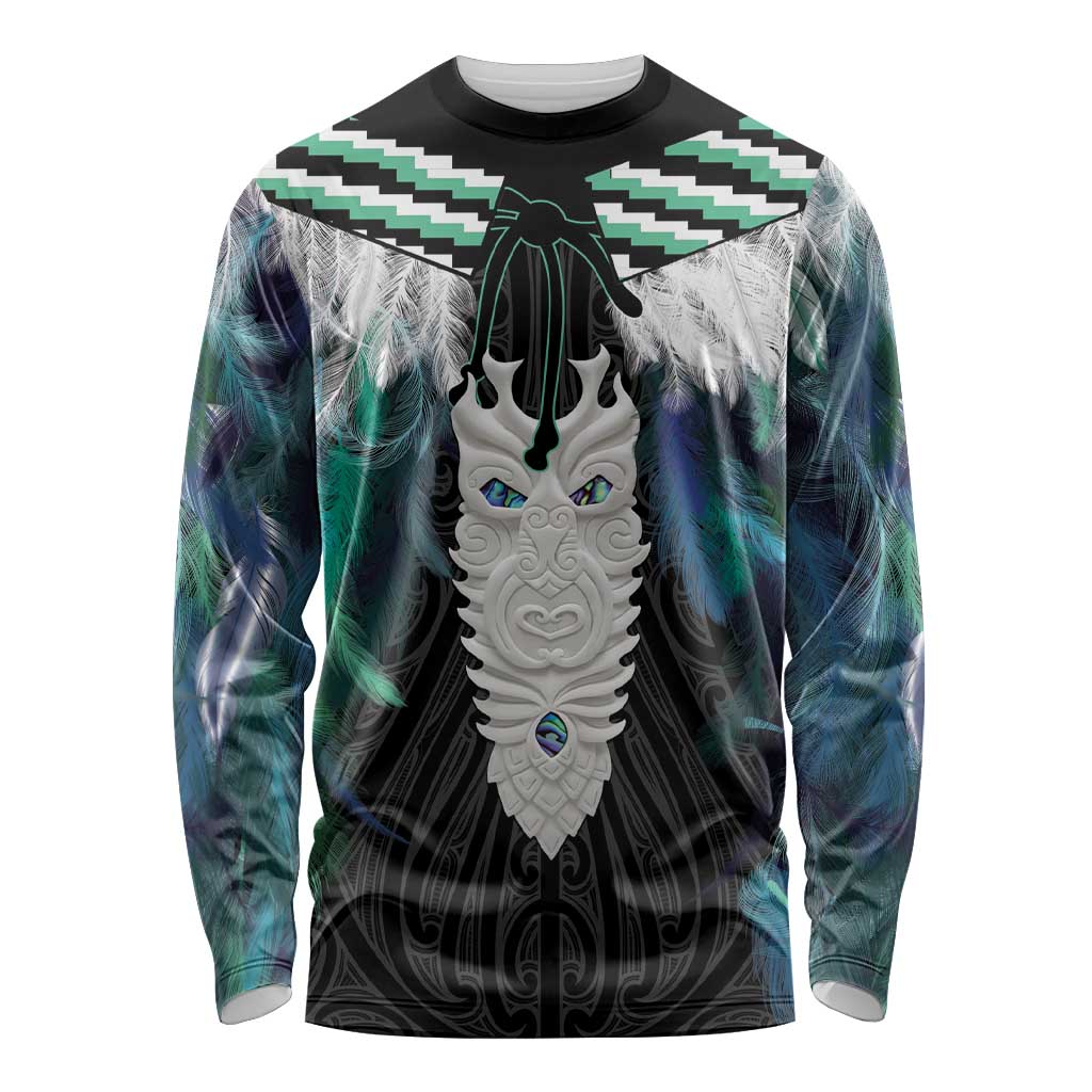 Aotearoa Korowai Motif Long Sleeve Shirt Maori Tane Poutama LT14 Unisex Turquoise - Polynesian Pride