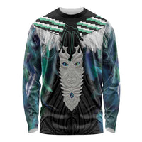 Aotearoa Korowai Motif Long Sleeve Shirt Maori Tane Poutama LT14 Unisex Turquoise - Polynesian Pride