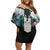 Aotearoa Korowai Motif Off Shoulder Short Dress Maori Tane Poutama