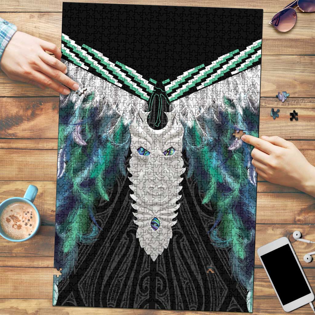 Aotearoa Korowai Motif Puzzle Maori Tane Poutama LT14 Turquoise - Polynesian Pride