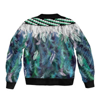 Aotearoa Korowai Motif Sleeve Zip Bomber Jacket Maori Tane Poutama