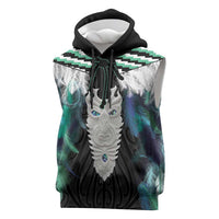Aotearoa Korowai Motif Sleeveless Hoodie Maori Tane Poutama LT14 Turquoise - Polynesian Pride