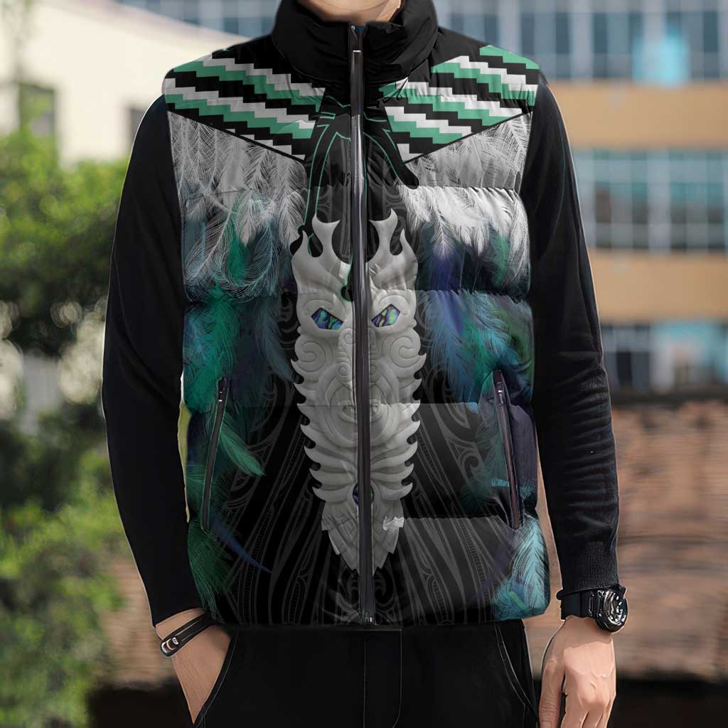 Aotearoa Korowai Motif Sleeveless Puffer Jacket Maori Tane Poutama LT14 - Polynesian Pride