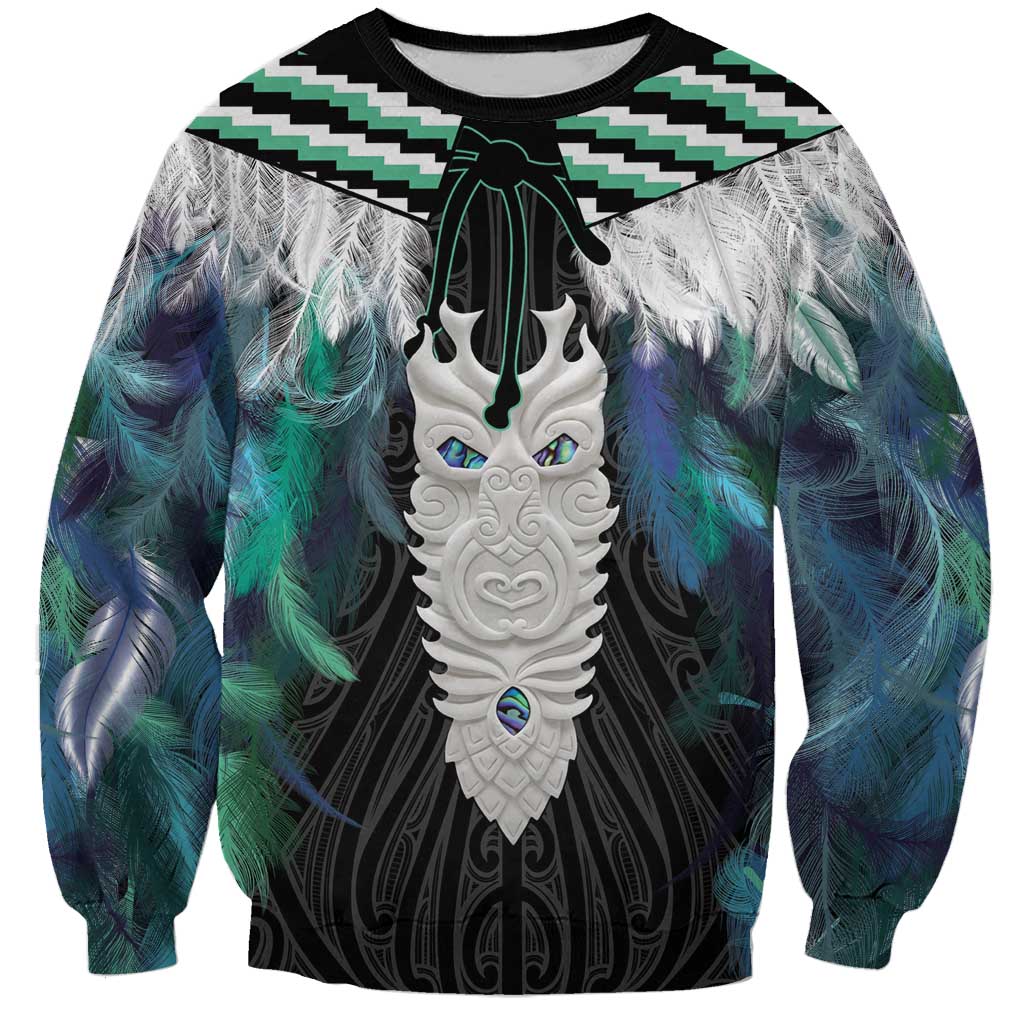 Aotearoa Korowai Motif Sweatshirt Maori Tane Poutama LT14 Unisex Turquoise - Polynesian Pride