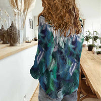 Aotearoa Korowai Motif Women Casual Shirt Maori Tane Poutama