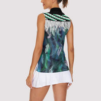 Aotearoa Korowai Motif Women Sleeveless Polo Shirt Maori Tane Poutama