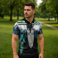 Aotearoa Korowai Motif Zipper Polo Shirt Maori Tane Poutama - Polynesian Pride
