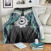 Aotearoa Korowai Motif Blanket Maori Koru Poutama LT14 Turquoise - Polynesian Pride