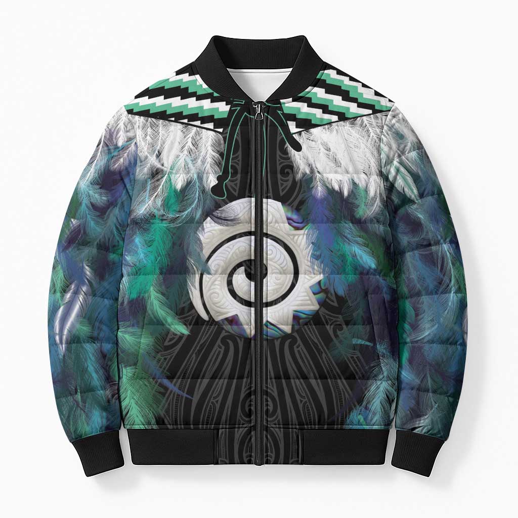 Aotearoa Korowai Motif Bomber Puffer Jacket Maori Koru Poutama - Polynesian Pride