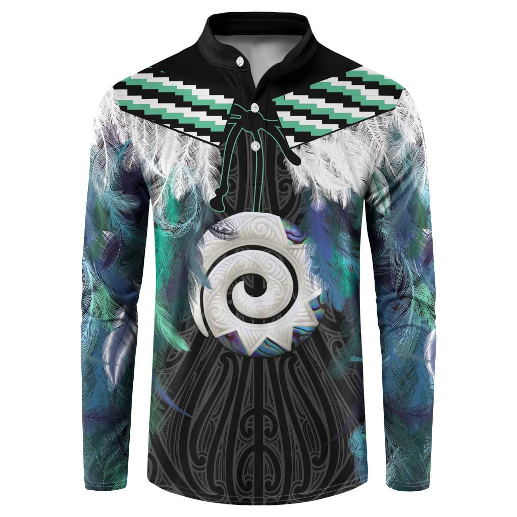 Aotearoa Korowai Motif Button Sweatshirt Maori Koru Poutama