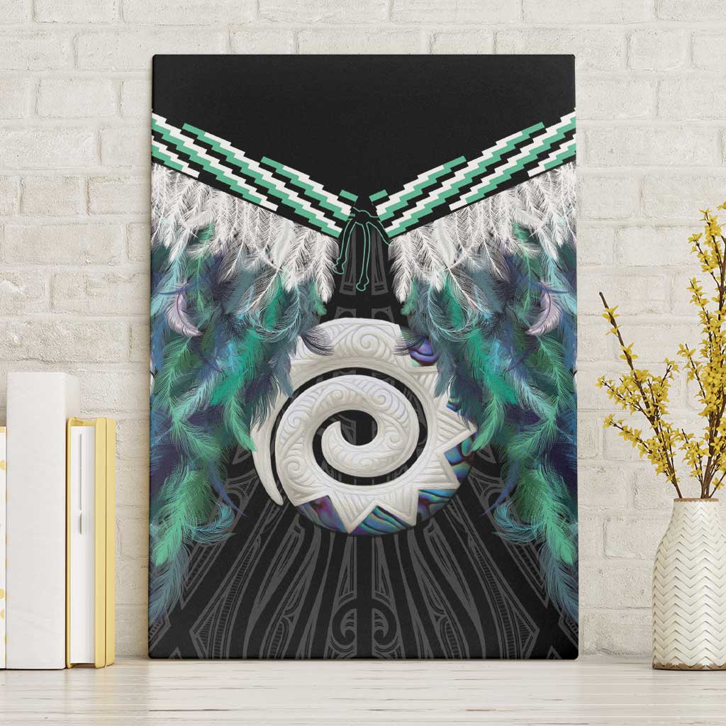 Aotearoa Korowai Motif Canvas Wall Art Maori Koru Poutama LT14 Without Frame Turquoise - Polynesian Pride