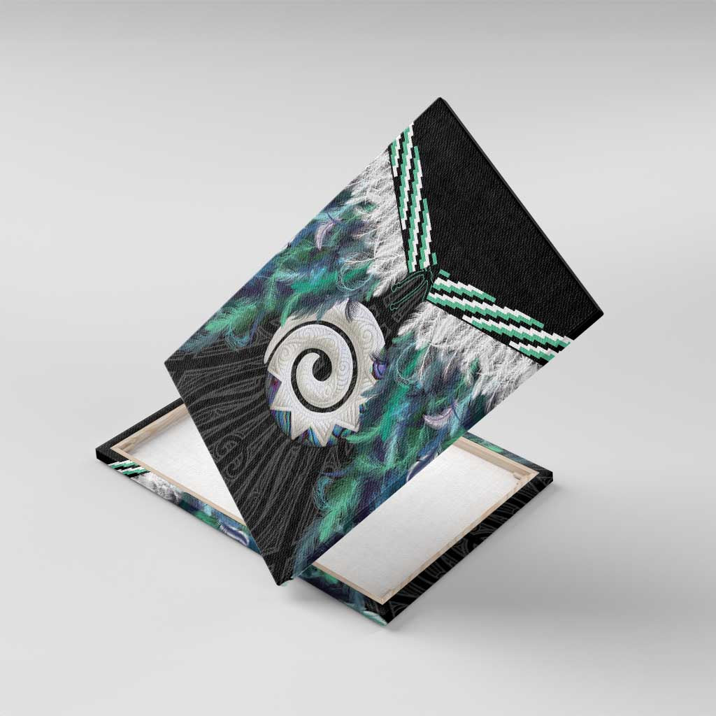 Aotearoa Korowai Motif Canvas Wall Art Maori Koru Poutama LT14 With Frame Turquoise - Polynesian Pride