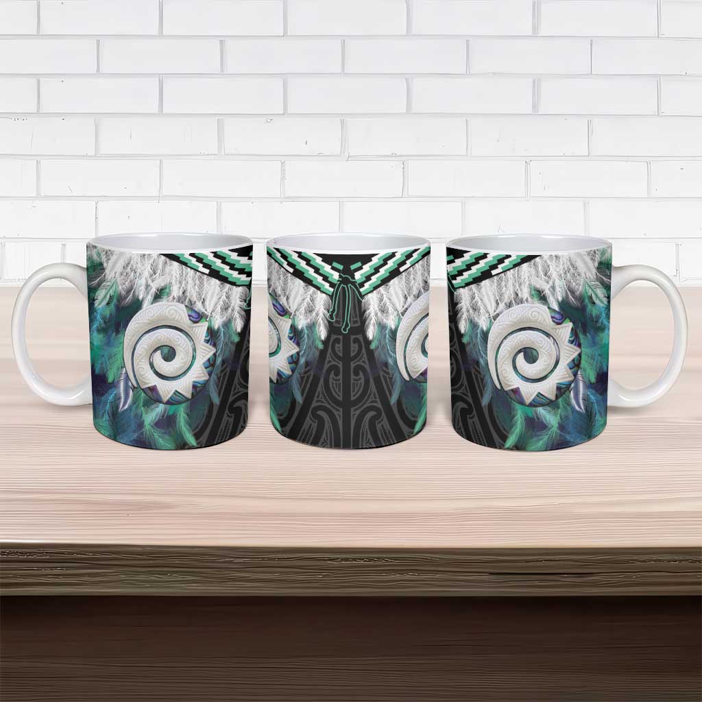 Aotearoa Korowai Motif Ceramic Mug Maori Koru Poutama - Polynesian Pride